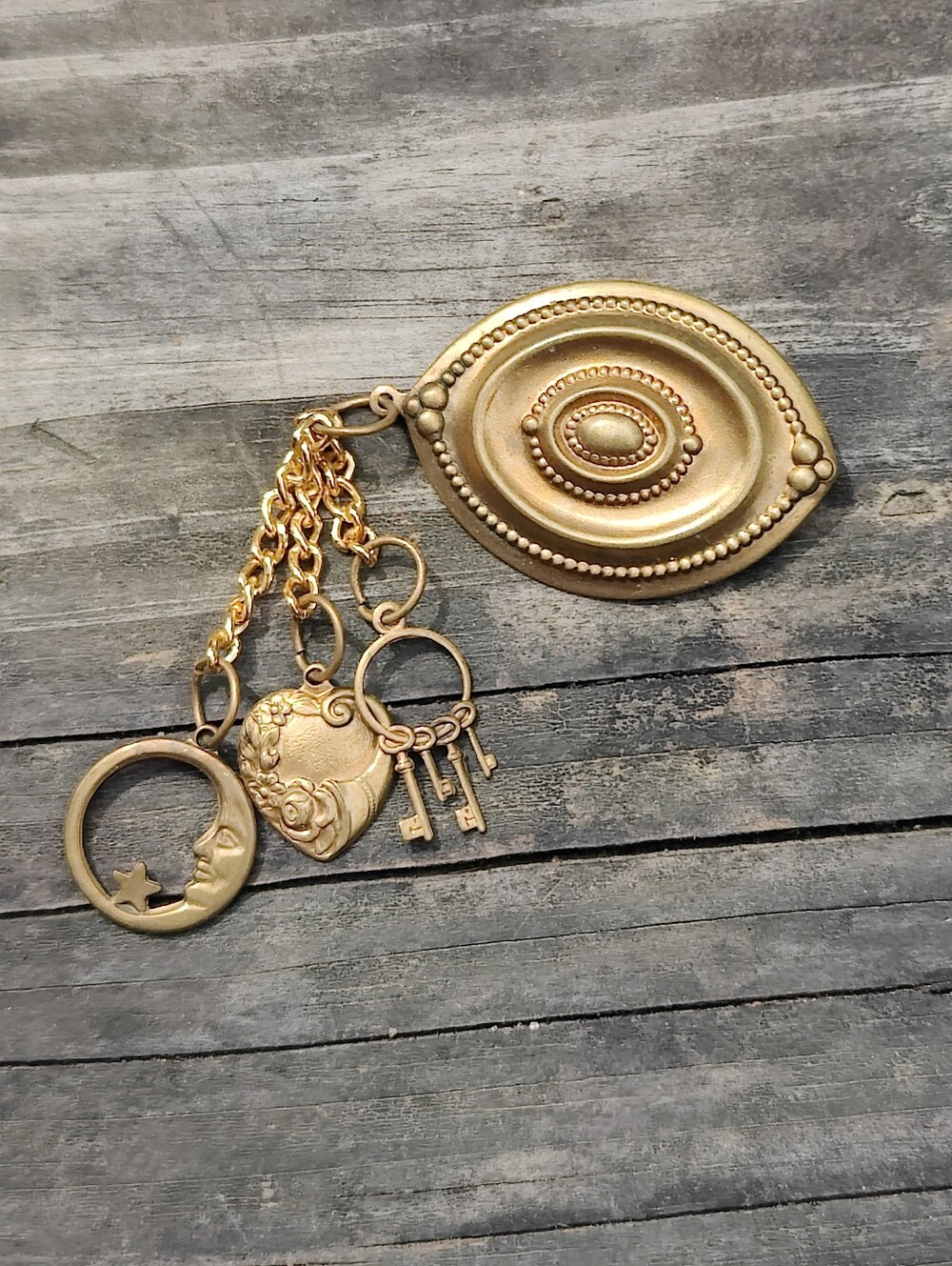 Antique Repurposed Celestial Chatelaine Brooch - Picture 6 of 8